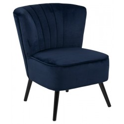 Samt-Loungestuhl dkl. blau